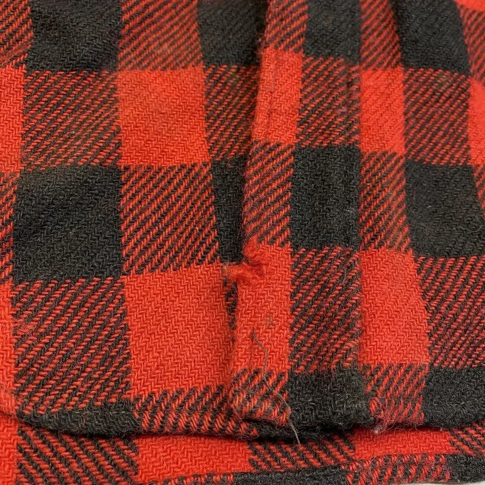 Vintage Woolrich Shirt Wool Shacket Mens L Red Buffalo Plaid Tartan *Flaw